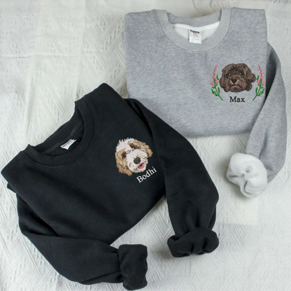 Custom Dog Portrait Embroidered Sweatshirt